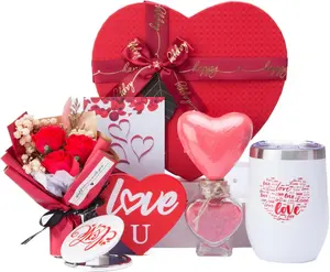 Luxury Valentine’s Gift Box for Her – Romantic Heart Rose Gift Set with Tumbler & Keepsakes, Anniversary & Birthday Present for Girlfriend, Wife, Mom JOYOFUN
