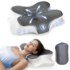 Gray butterfly-shaped neck pillow with storage bag, Ergonomic memory foam, memory foam pillow, foldable and washable silk pillowcase, for birthday/Christmas gifts, suitable for side, back and stomach sleepers, travel, dormitory and camping essentials