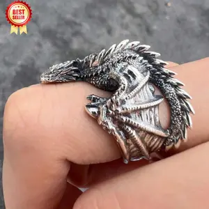 Men's Classic Fire Dragon Adjustable Ring