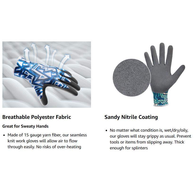 COOLJOB 2/6 Pairs Safety Nitrile Work Garden Gloves, Touch Screen Working Yard with Grip for Men
