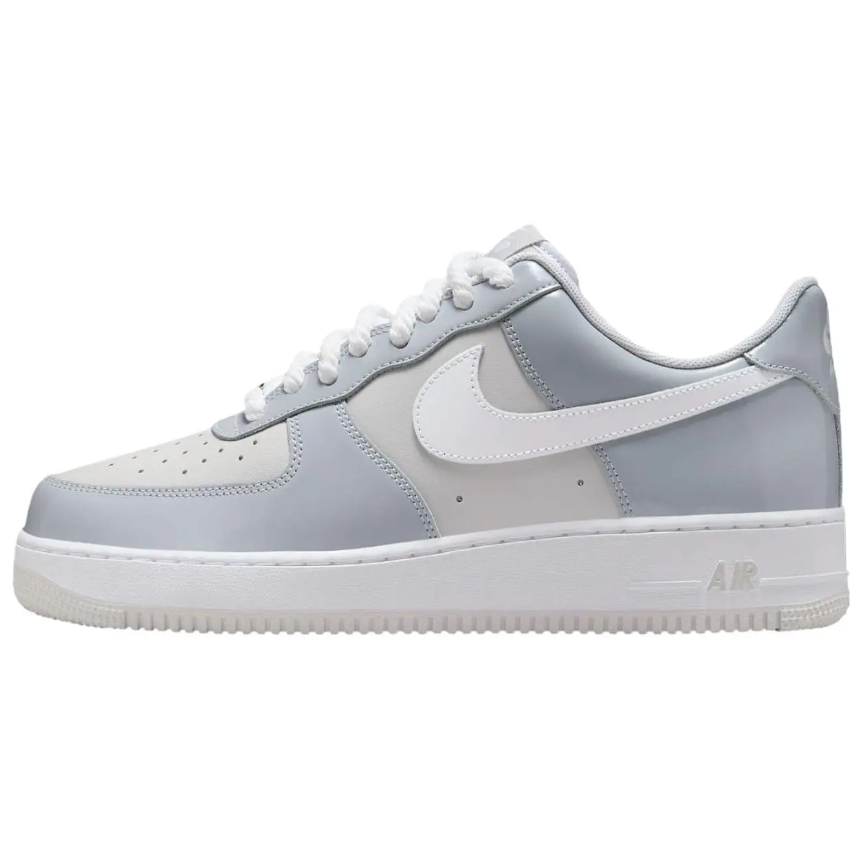 Nike Air Force 1 '07 LV8 Sports Shoe - Wolf Grey Patent Colorway, Men's/Women's Athletic Sneaker, Trainer Shoes