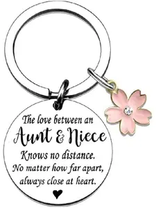 1pc Stainless Steel Keychain Gift for Auntie, Perfect Birthday Present for Women, Ideal Auntie Gift From Niece, All-Season Accessory, Heart Keychain
