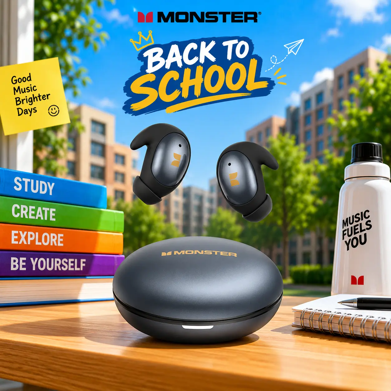 Monster Bluetooth 6.0 Wireless In-Ear Audio Earbuds, Side Sleeper Sleep Aid Earphones, Comfort Fit, Noise-Canceling, Invisible Flat-Head Design, 165H Playtime, Travel-Suitable, Fast Charging Batteries -TikTokShopBackToSchool