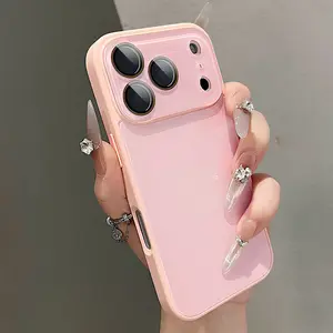 ISEMENA Cute Solid Color Large Window Design Case for iPhone 17 Pro Max 16 15 13 12 ,Electroplated Case with Camera Protector Support Wireless Charging Anti-Fall Protective Cover