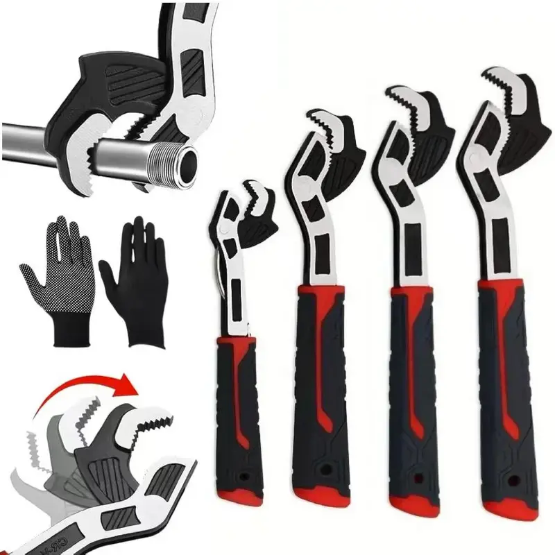 line wrench，Multi-Function Self-Locking Adjustable Pipe Wrench Set, 6/8/10/12 Inch Quick Open Tube Hose Wrenches, Universal Plumbing Line Wrench for Hot Water Pipe Repair, Heavy Duty Adjustable Pipe Pliers Kit