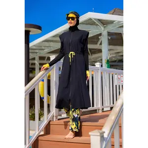 Marina Black Full Coverage Islamic Swimwear Burkini Set M2501-1