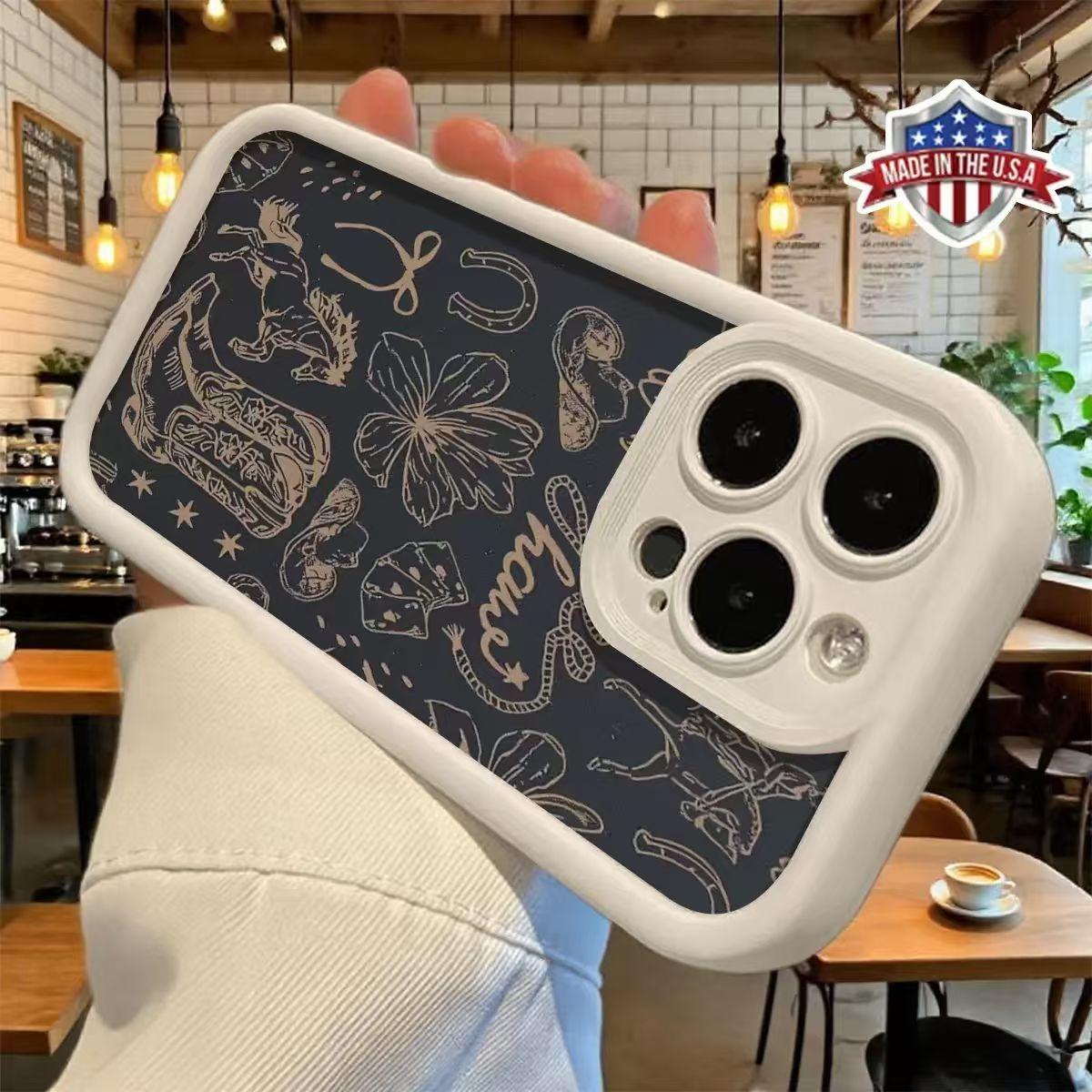 Western Cowboy Style Phone Case for iPhone 17 16 15 14 Pro Max 13 12 11 XR XS Plus Shockproof  Anti Scratch Protective Slim TPU Cover