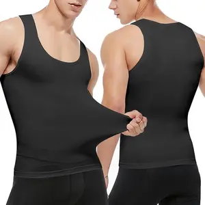 Menswear Body Shaper Compression Sports Workout Tank Top Vest Shirt Tummy Control Stretchy Shapewear Athletic Training Apparel Athletic Activewear Gymwear X Type Excellent Comfort Breathable Ultra Soft Suits Stylish Undershirt Clothes Layer Polyester