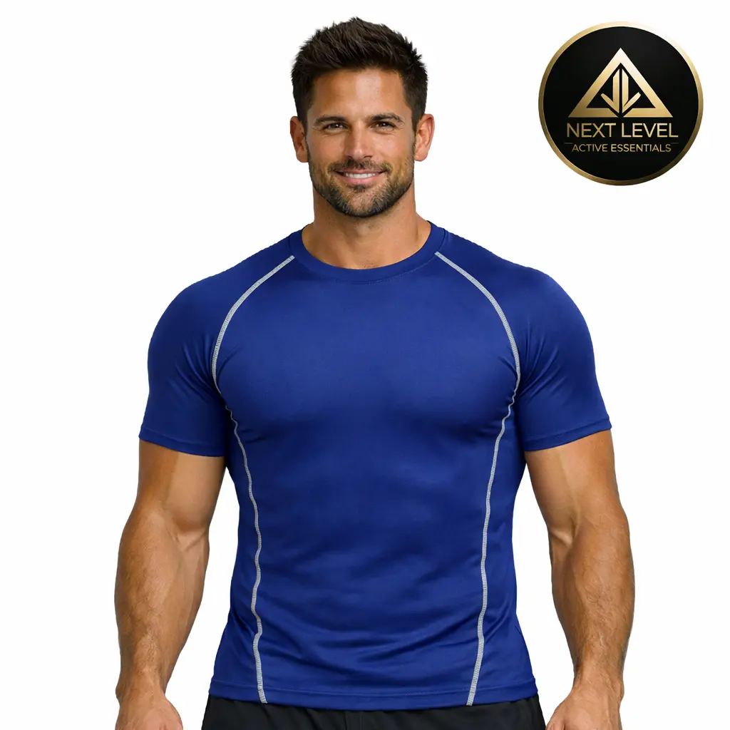 Next Level Active Essentials Men's Quick-Dry Performance Training Shirt Stretch Compression Tee for Running HIIT with Advanced Quick-Dry Tech 4-Way Stretch Fabric Moisture Wicking Tee Activewear T Shirt Athletic Shirt