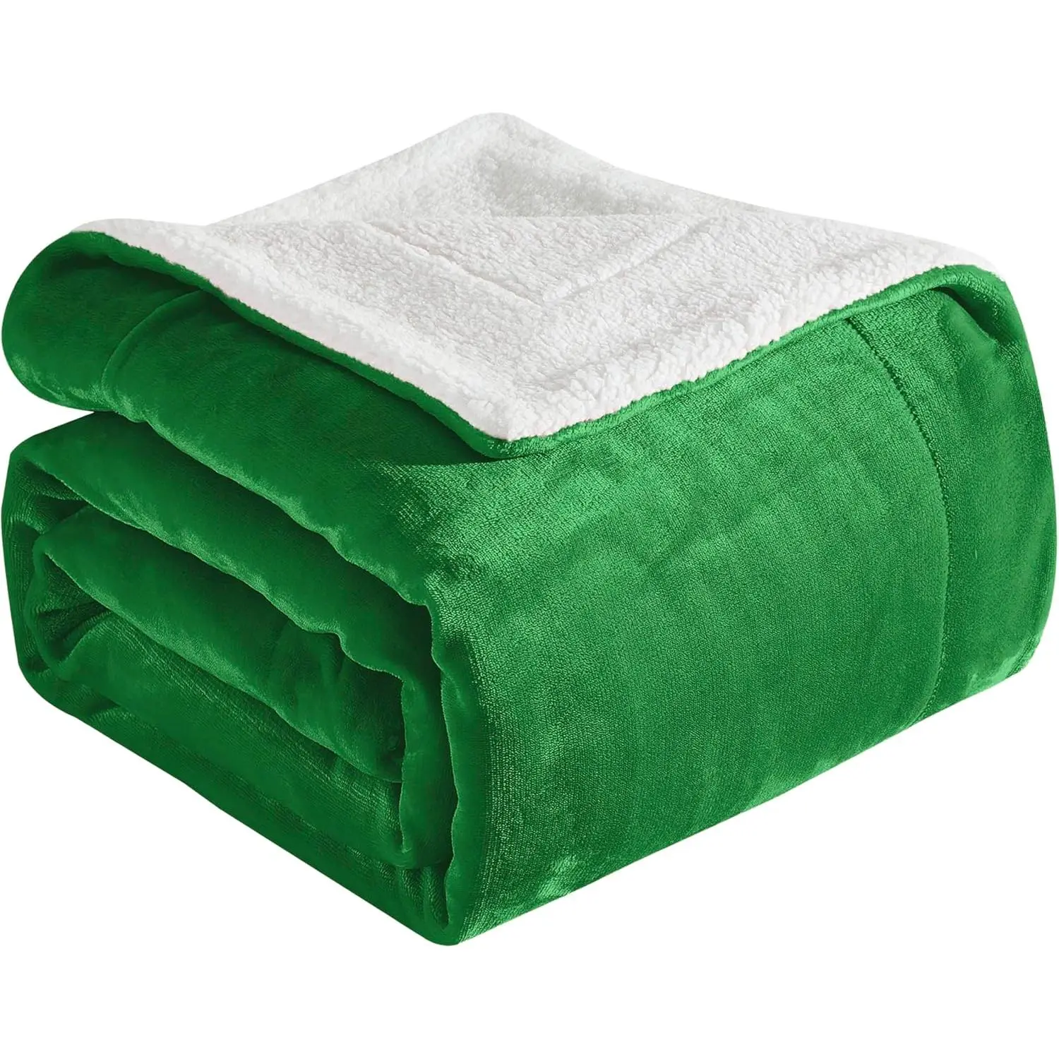 Ultra Flannel Sherpa-Micromink Fleece Throw Blanket - Twin XL Size, Soft Silky Plush Texture, Fade Resistant, Warm Emerald Green Blanket for Adults, Couch, Winter Gifting (Also Available in Full, King Sizes)