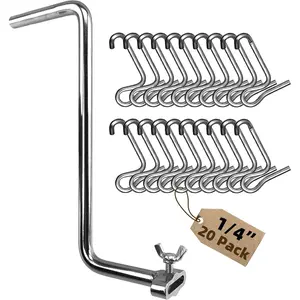 Fence Wire Tightener, 20 count 6mm Fence Wire Tightener Clips and 1 count Tighteners Handle, 1/4" Barb Wire Fence Tools Wire Tensioner Tool for Wire Fence Farm Garden