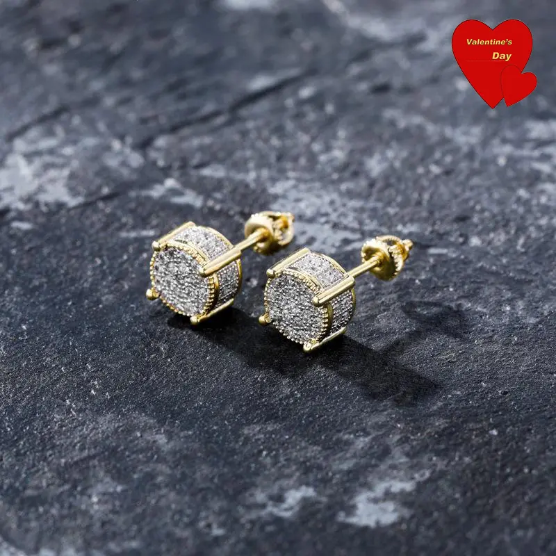 7MM CZ Round Screw-Back Stud Earrings, Men's Earrings, Women's Rhinestone Artificial Gemstone Jewelry, Earring For Women