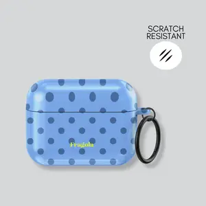 Blue polka dots with Fragola airpods case, cover for airpod pro 3,2. airpods gen 4 3 2 1