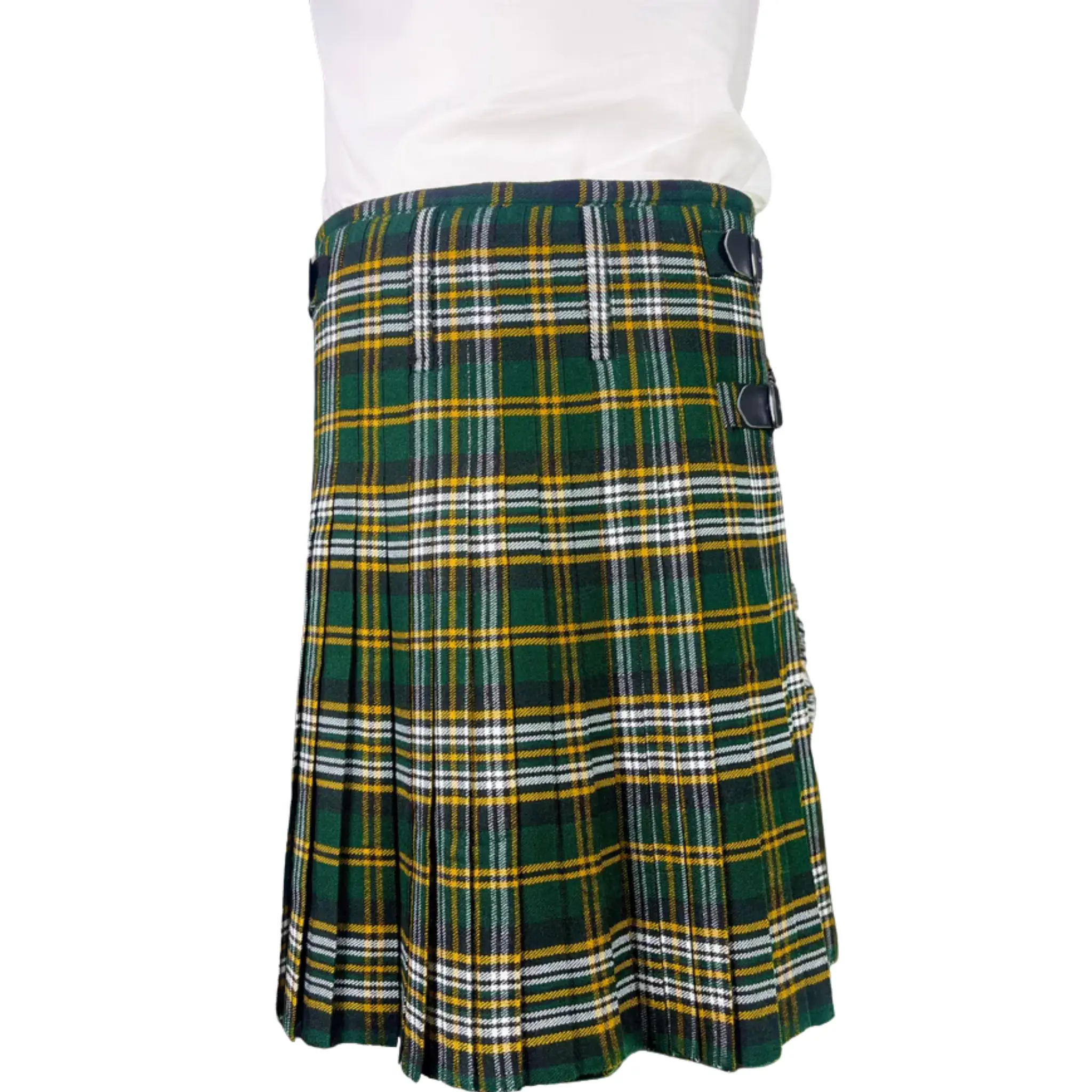 Heritage of Ireland Tartan Kilt Authentic Irish Pride Scottish Attire Traditional Green and Yellow Plaid Kilt for Men Classic Tartan Fabric