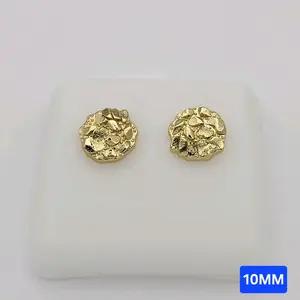 Fashion Nugget Style Earrings 10mm Laminated Gold Stud Jewelry Unisex Accessory SKU 10MM