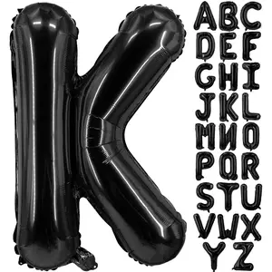 40 Inch Large Black Letter K Balloons Big Size Jumbo Mylar Foil Helium Balloon for Birthday Party Celebration Decorations Alphabet Black K