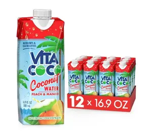 Vita Coco Coconut Water Peach & Mango 16.9 fl oz Tetra Pack of 12 Not from Concentrate Electrolytes & Nutrients US