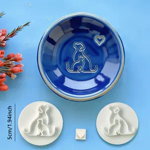 3pcs Easy And Cute Line Cat And Dog Shaped Pottery Clay Stamp Set, Easy Design But Very Artistic Atmosphere, Can Make Ceramic Plates, Ceramic Cups, Or Other Ceramic Decorative Pendants, Novice Ceramic Artists Can Also Make Exquisite Works of Art