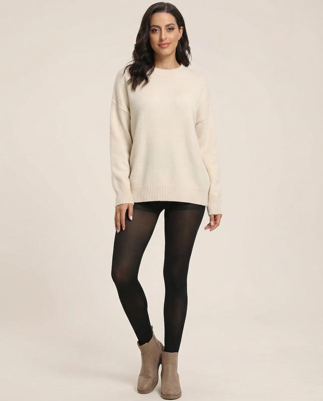 Upgraded One-Seam Fleece Lined Tights - Fake Sheer Thermal Leggings with Tummy Control & Butt Lift