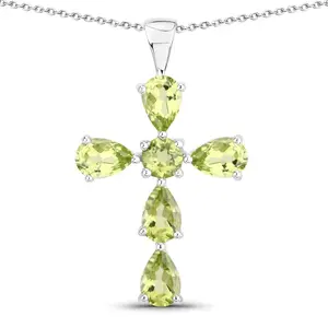 Genuine Green Peridot Cross Necklace