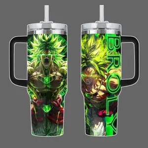 Broly Stainless Steel Insulated Travel Dragon Tumbler With Straw | 20oz 40oz Legendary Super Saiyan Power Edition Dbz fans, Tumbler 40oz, Gift for fan, for him, for her, Stainless Steel Tumbler