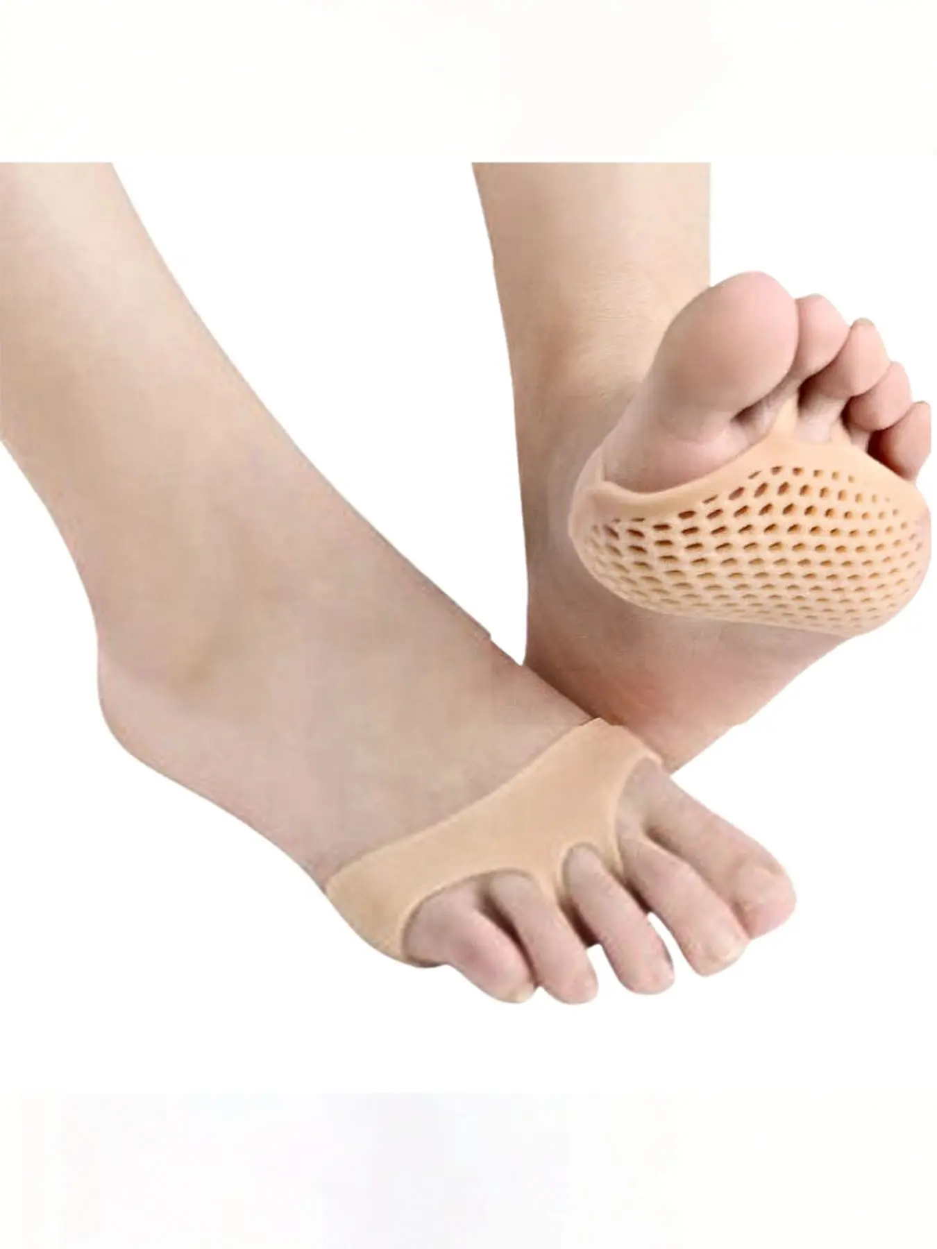 2 Pairs Silicone Forefoot Insoles for Women High Heels, Breathable Honeycomb Cushion Toe Separators, Multi-Size Available, Everyday, Fit