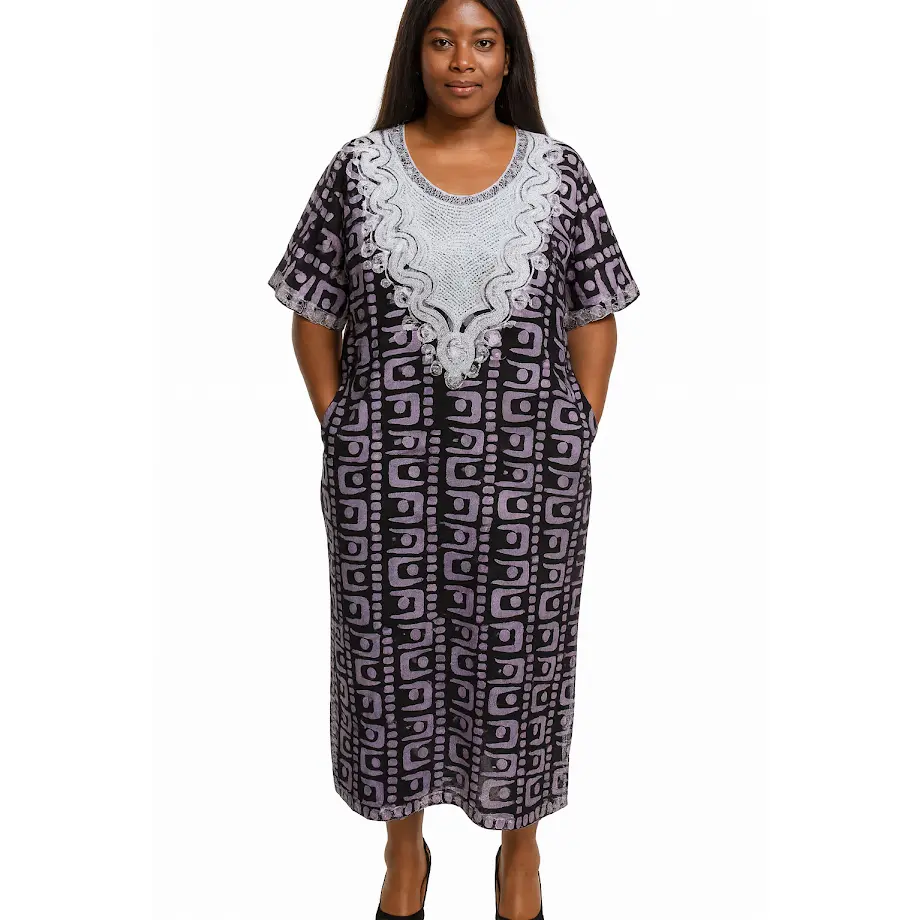 Lady's Long Batik Dress in Organic Fabric, Handcrafted and Tailored with Africa-Inspired Elegance for Formal Weddings or Elevated Casual Wear, Garment, Traditional, Hand Embroidered, Fashion, Women's Fashion, Clothes