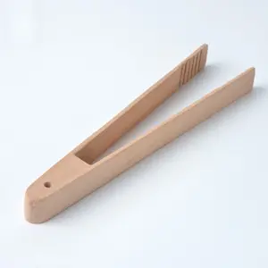 SongTai Beech Wood Clips for Barbecue, Solid Wood Tableware, Kitchen Utensils, Wooden Tongs for Steaming, Frying, Deep-Frying and Braising, Steak Wooden Tongs