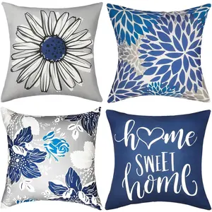 4-piece Linen Square Decorative Pillowcase 18x18 Inches (excluding Pillow Core), with Zipper, Suitable for Outdoor Sofas and Farmhouse Living Rooms