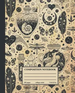 Composition Notebook College Ruled: Vintage Halloween Mystic Witchcraft Magic Pattern Aesthetic Preppy Notebook | Cute College Ruled Lined Paper ... For School, Office, And Work | Wide Lined