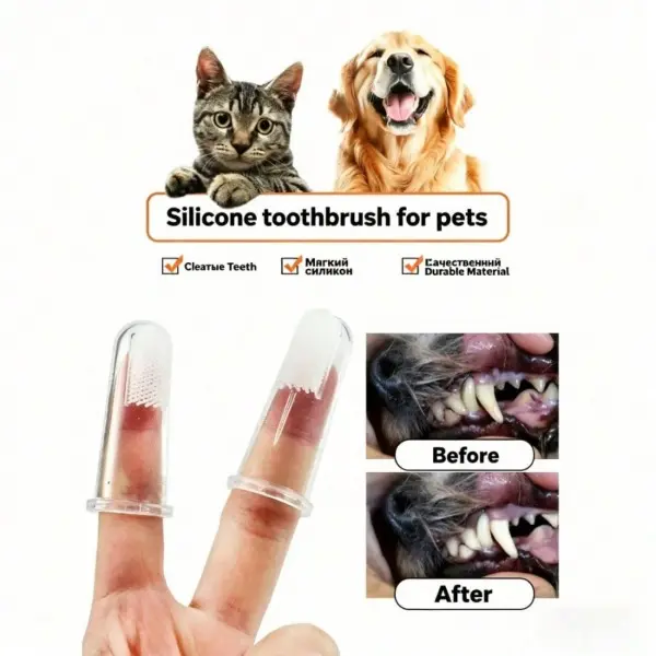 Pet Finger Toothbrush Set with Case - Dog & Cat Oral Care Grooming Tool for Cleaning Small Teeth