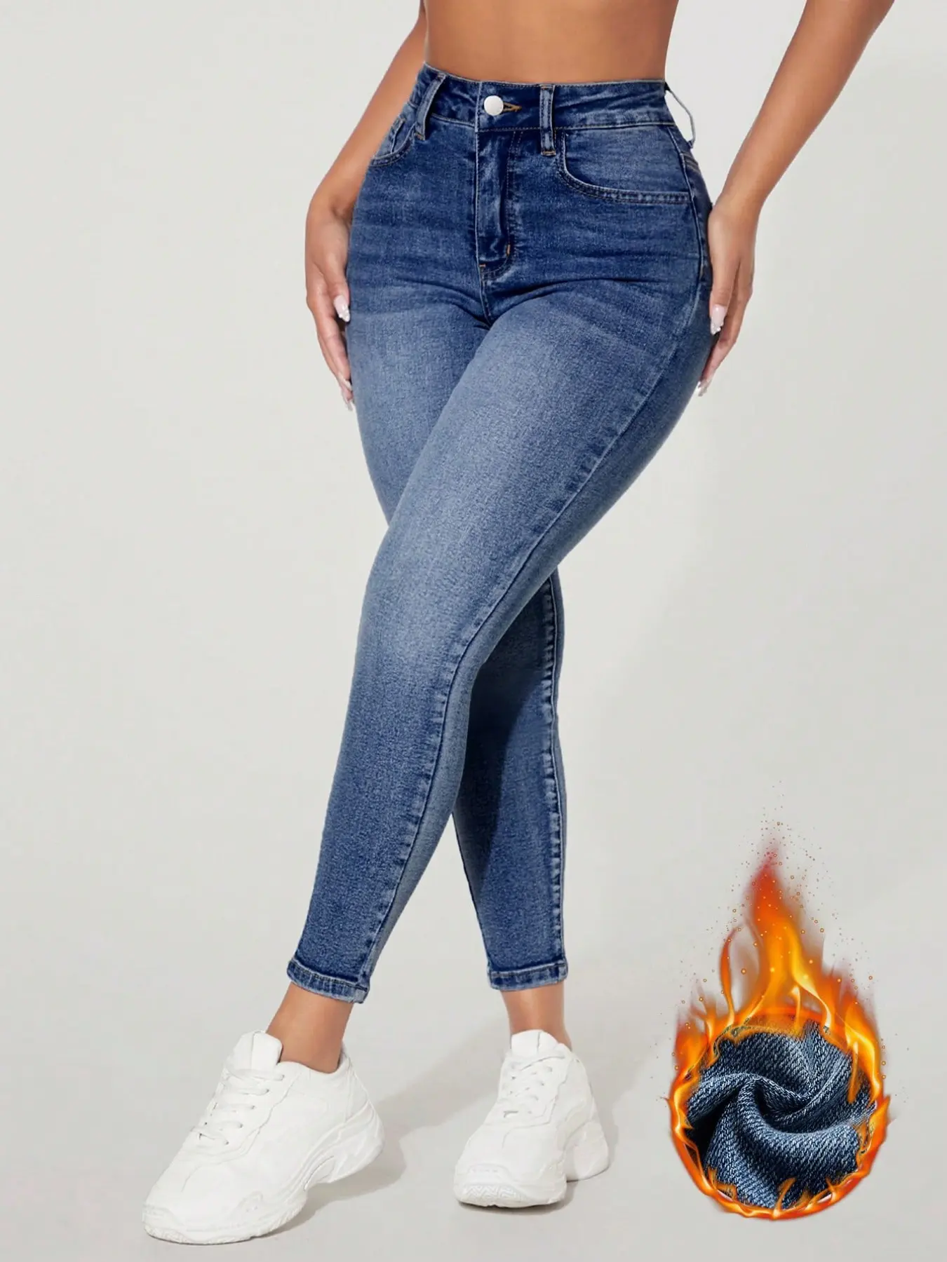 Women's High-Waisted Denim Jeans, Slim-Fitting Stretchy Pants for Women, Comfortable & Stylish Basic Casual Daily Wear, Bottoms