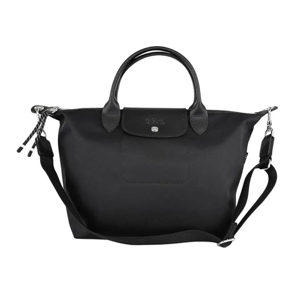 Women's Longchamp Le Pliage Energy 32 Reusable Foldable Tote Bag - Recycled Canvas, Togo Leather, Slouchy Design, Reusable Tote