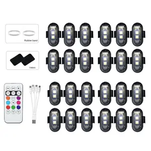 RGB LED Light Set 6/12/18/24 Pack Car Ambient Lighting Interior Footwell Accent Lights Interior Exterior Decorative Lights Automotive Accessories for Cars Motorcycles, Interior Exterior Mood Lights, Holiday Party Decor