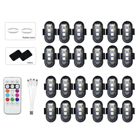 RGB LED Car Lights 6 Pcs Multi-Set Pack (12/18/24 Optional) - Multifunctional Ambient Lights, Car Accessories Interior, DIY Party/Ride Accents for Automotive & Motorcycle Interior/Exterior Decor