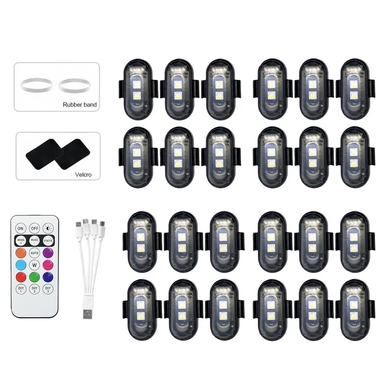RGB LED Car Lights 6 Pcs Multi-Set Pack (12/18/24 Optional) - Multifunctional Ambient Lights, Car Accessories Interior, DIY Party/Ride Accents for Automotive & Motorcycle Interior/Exterior Decor