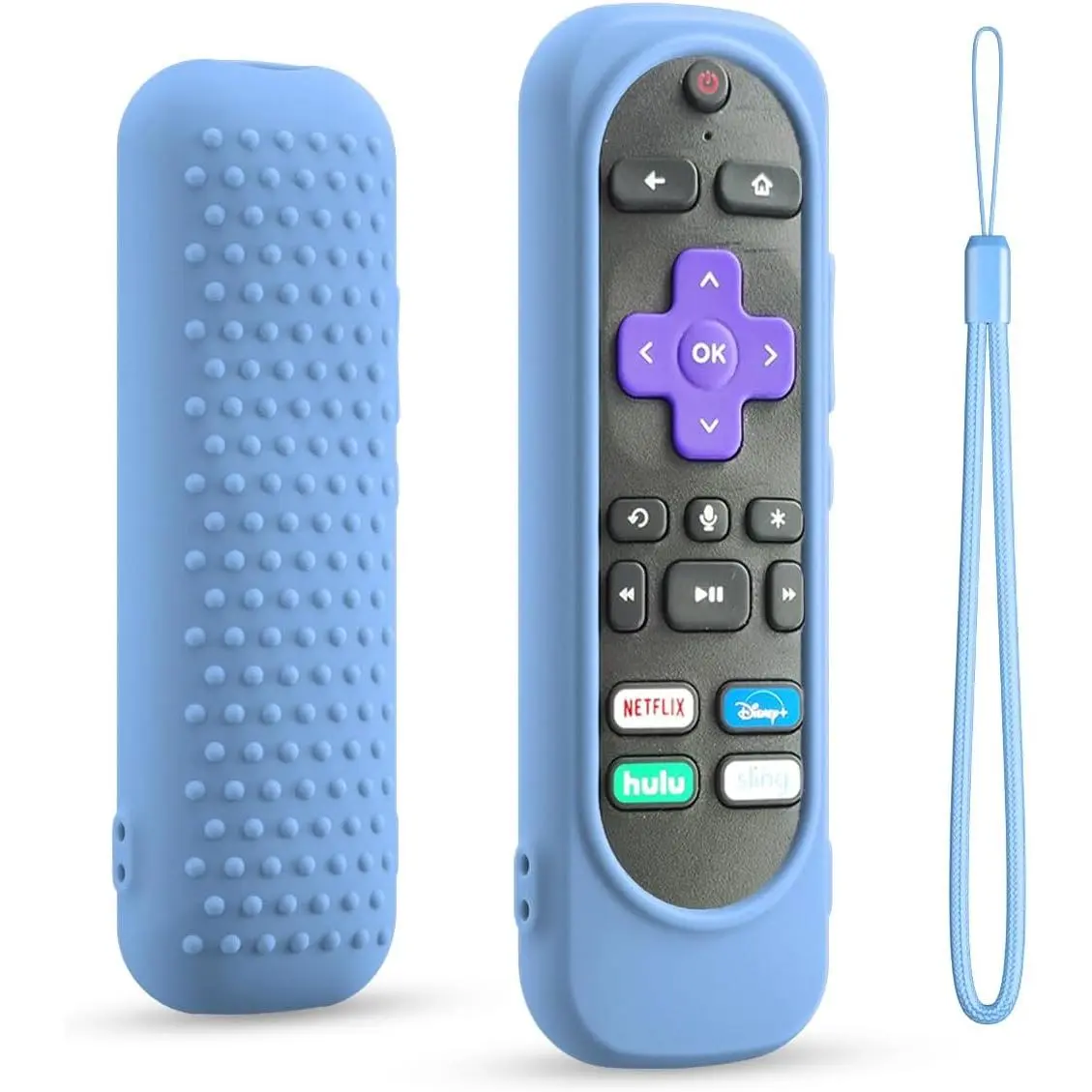 Remote Cover for  TV Remote,Compatible with   Voice Remote,Shockproof Washable  Rmote Cover with Lanyard (Glow Blue)