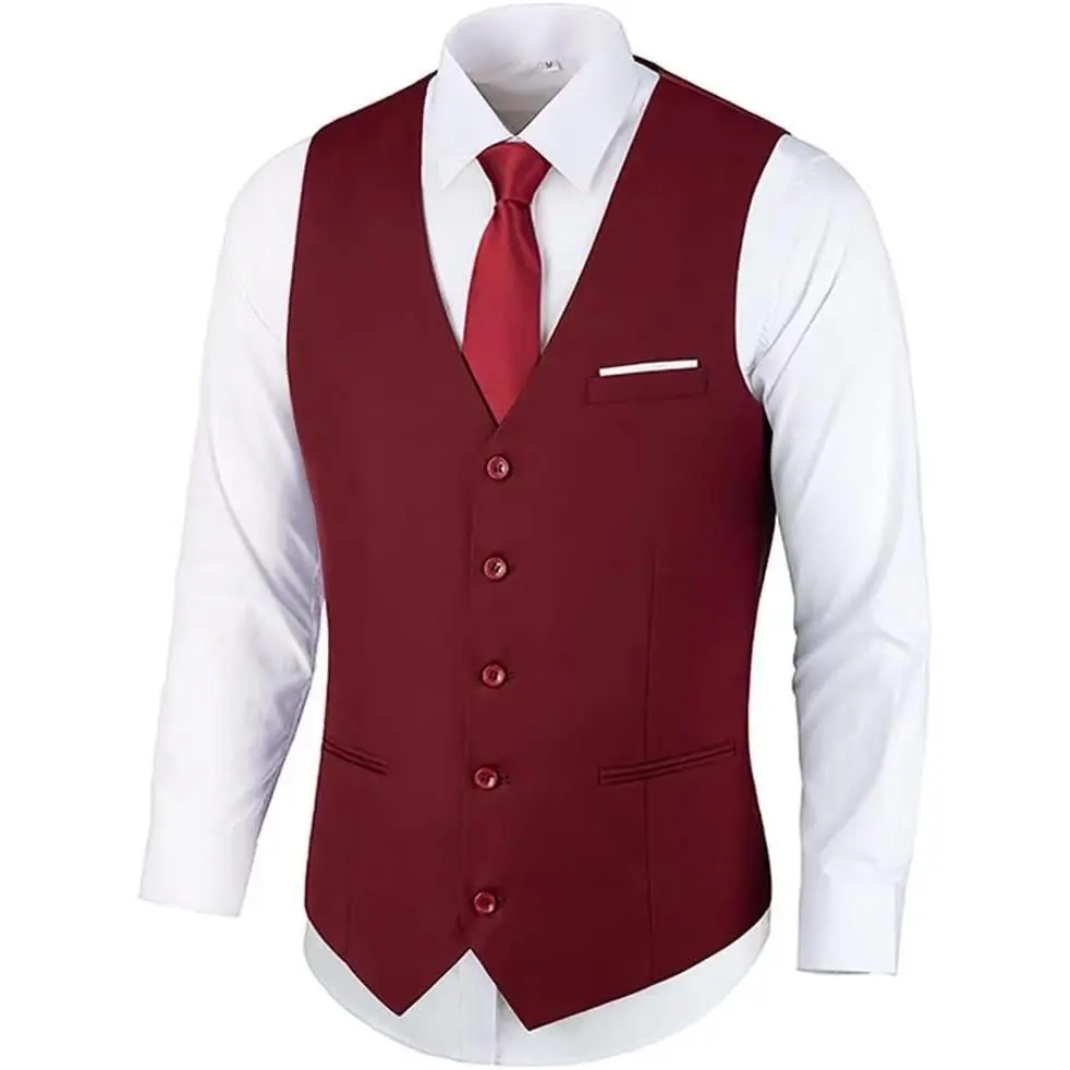 Mens Suit Vests V-Neck Casual Vest Dress for Men Formal Tuxedo Wedding Vests Men's Waistcoat(Gift)