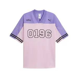 PUMA Mens Pokemon X Oversized V-Neck Short Sleeve Jersey Casual - Pink