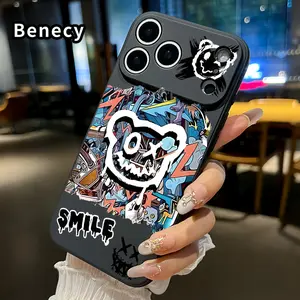 Compatible with iPhone 17 16 E Pro Max 15 Plus 14 13 12 11 Air Ghost Face Graffiti Matte Camera Protective Pocket-Friendly Cellphone Cover for Male