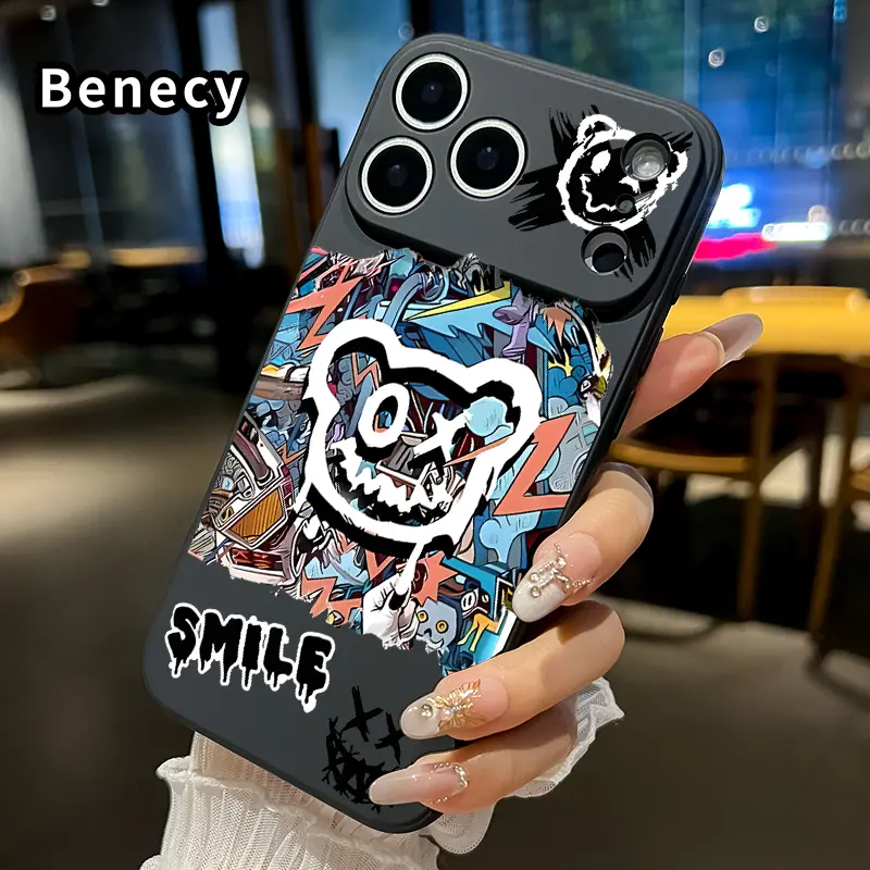 Matte Graffiti Ghost Face Durable iPhone Case - Flocked, Skin-Safe Protector, Anti-Drop, Full Body Coverage, Pocket-Friendly, Camera Protection, Fits iPhone 17/16 E Pro Max/16 Plus/15 Plus/14/13/12/11/Air, Men's Mobile Phone Accessory