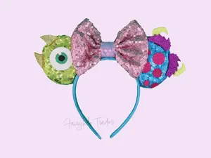 Monsters Mouse Headband - Mouse Ears Handmade Monsters Headband - Sequin Handmade headband for Women