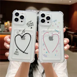 Card Photo Holder Phone Case For Samsung A55 A54 5g A25 A56 A35 A15 A32 A52 A34 A53 Case S25 S23 S24 Ultra FE Love Heart Cover