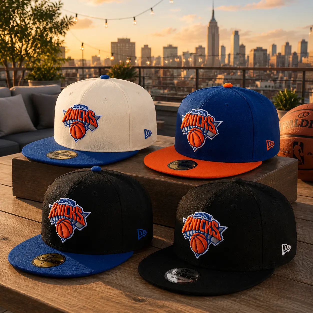 New Era New York Knicks Snapback Hat 2026 – NBA Basketball Team Cap, Embroidered Logo Flat Brim Adjustable Streetwear Hat for Men Women
