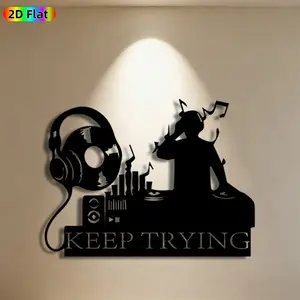 1pc DJ & Music Notes Metal Wall Art, Dynamic DJ Statue Mural, Ideal Gift for New Year, Christmas, Music Decor Enthusiasts, Rust-Resistant Metal Wall Decor Wall Sculptures, Perfect for Home Wall & Garden Fence, Unique Music-Themed Decor