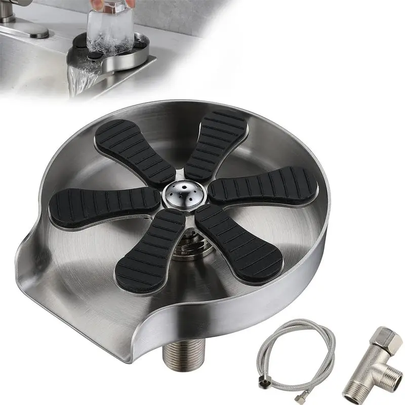 Kitchen Sink Glass Cup Washer, Automatic Stainless Steel Pressure Spray Washer, Cup Cleaning Faucet, Kitchen Faucet Attachment, Coffee Pitcher Cleaning Tool, Modern Kitchen Accessories
