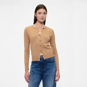 Crewneck Cardigan Soft Cotton Knit Long Sleeves Ribbed Banded Cuffs Ethical Manufacturing for Gender Equity