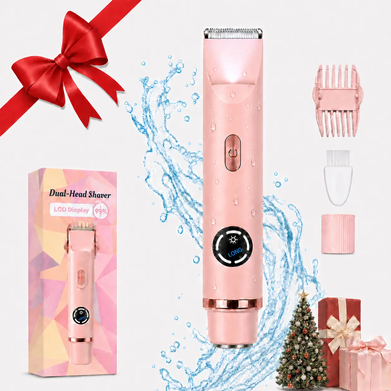 Women's Bikini Trimmer - 2-in-1 Rechargeable Electric Shaver and Hair Remover, Dual-Head Design, IPX7 Waterproof, Ideal Halloween Gift for Body, Face Use, Biknini Trimmer