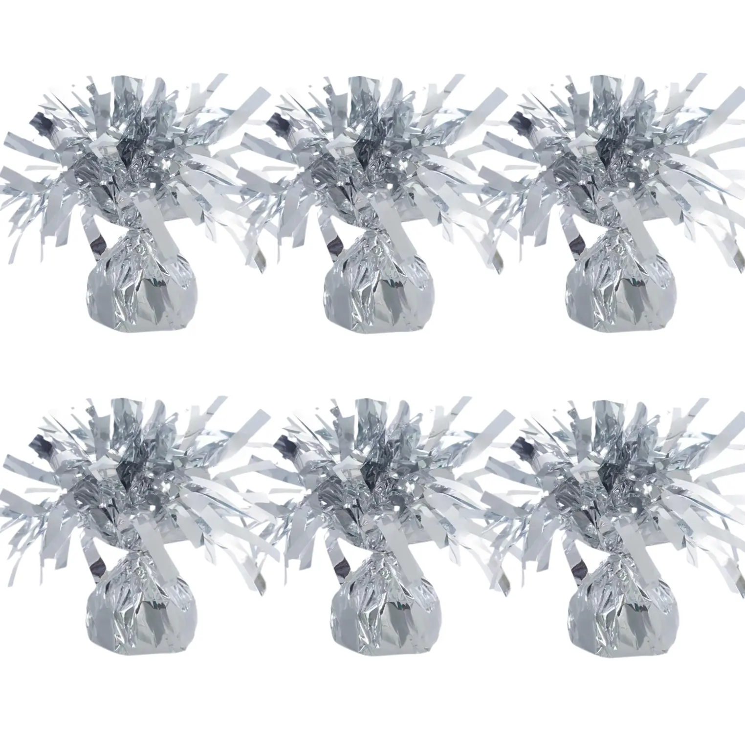 6PCS Metallic Silver Balloon Weights, Festive Decoration Essential for Weddings, Birthdays Parties