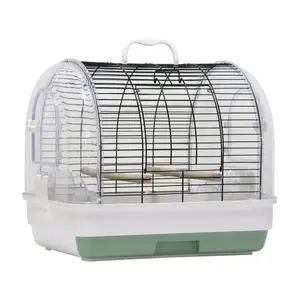 Travel Bird Cage Carrier, Portable Travel Box with 2 Food Bowls, 2 Perches and Tray, Metal Large Parakeet Cages for Small to Medium Sized Birds Cockatiels Lovebirds Canaries Budgies
